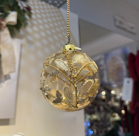 Sfera in vetro soffiato con foglioline