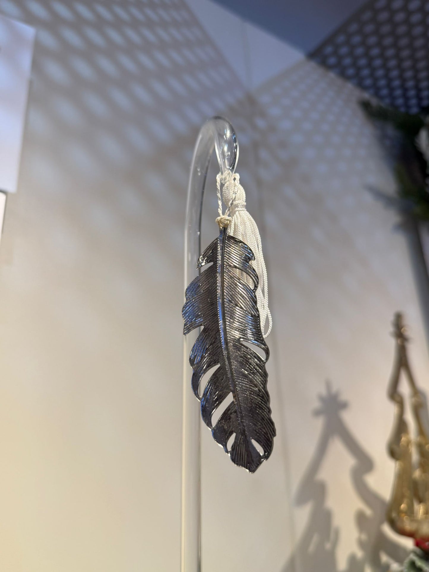 Piuma decoro albero argento