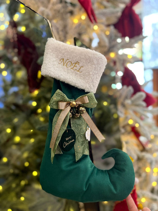 Calza natalizia decorativa in velluto