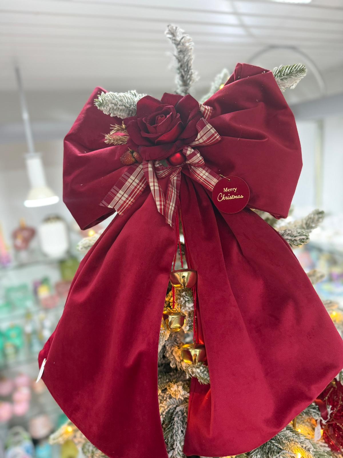 Fiocco addobbo in velluto rosso