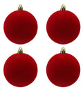 Box 4 sfere di Natale in velluto rosso
