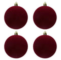 Box 4 sfere di Natale in velluto bordeaux
