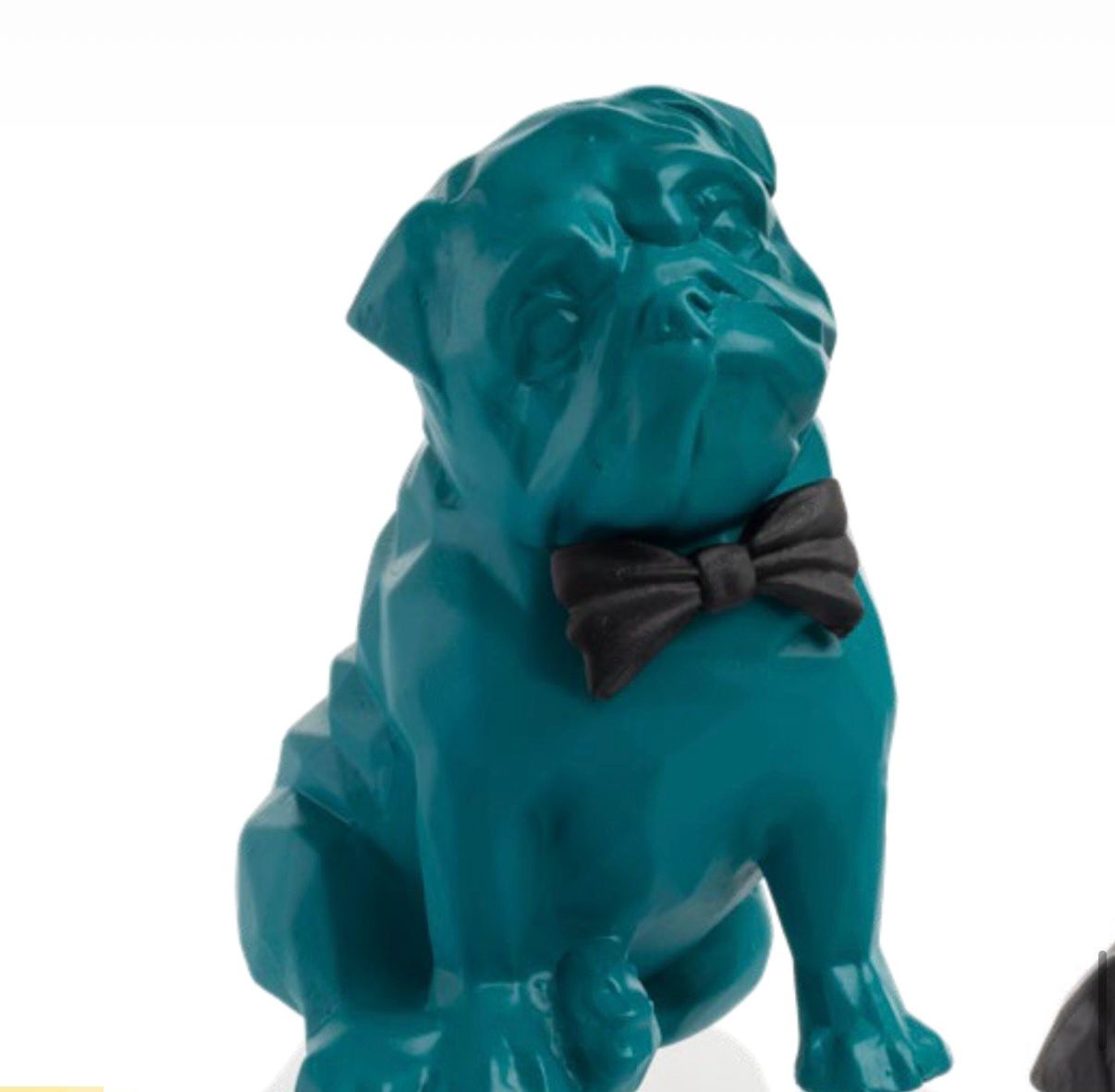 Scultura salvadanaio cane turchese