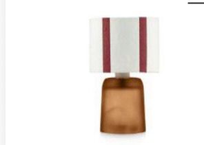 Lampada strisce bianco e rosso base marrone