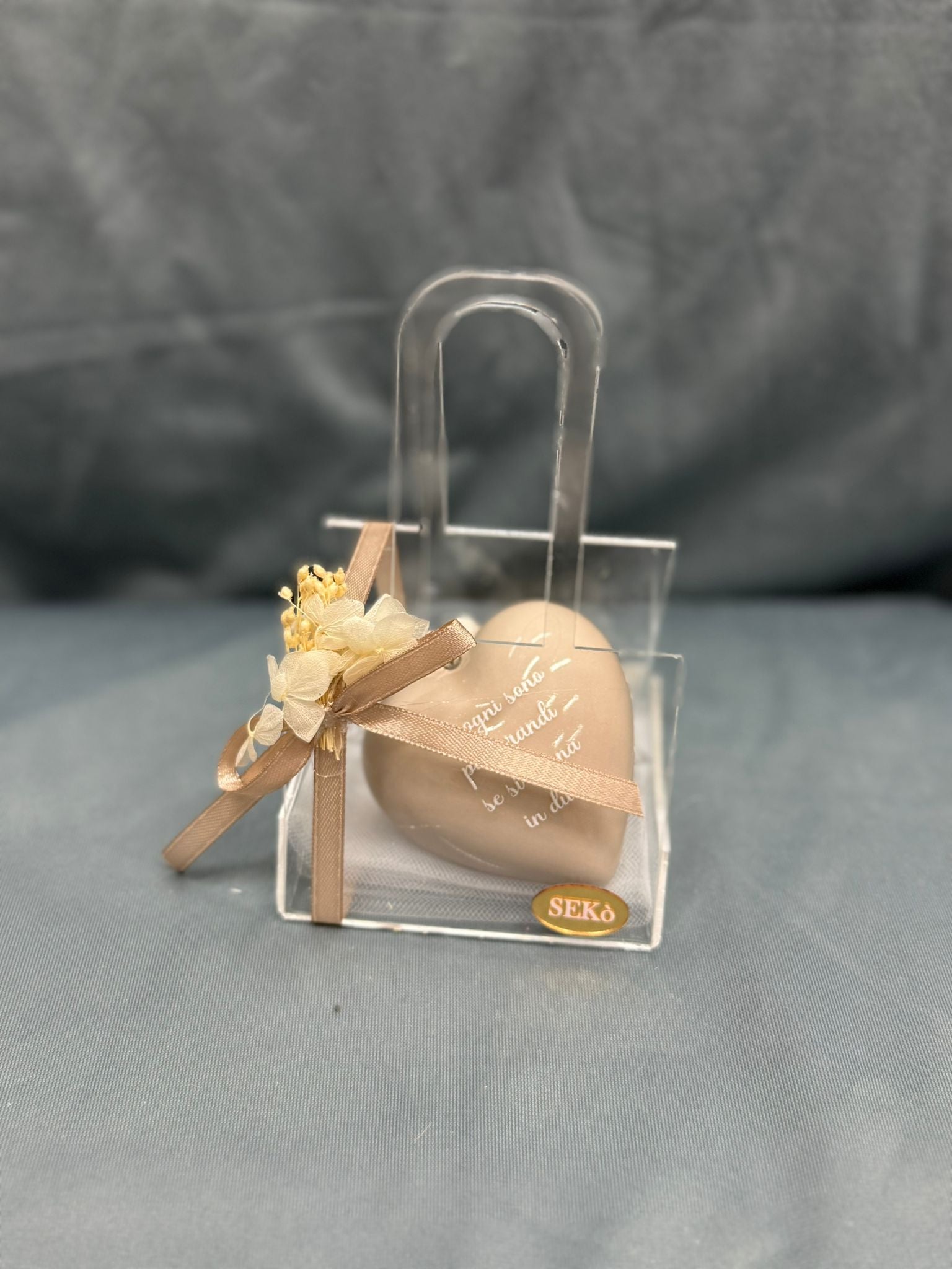 Borsa Plex Cuore Tortora Con Frase