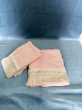 Set Asciugamani Rosa Antico Con Frangia
