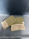 Set Asciugamani Verde Con Frangia