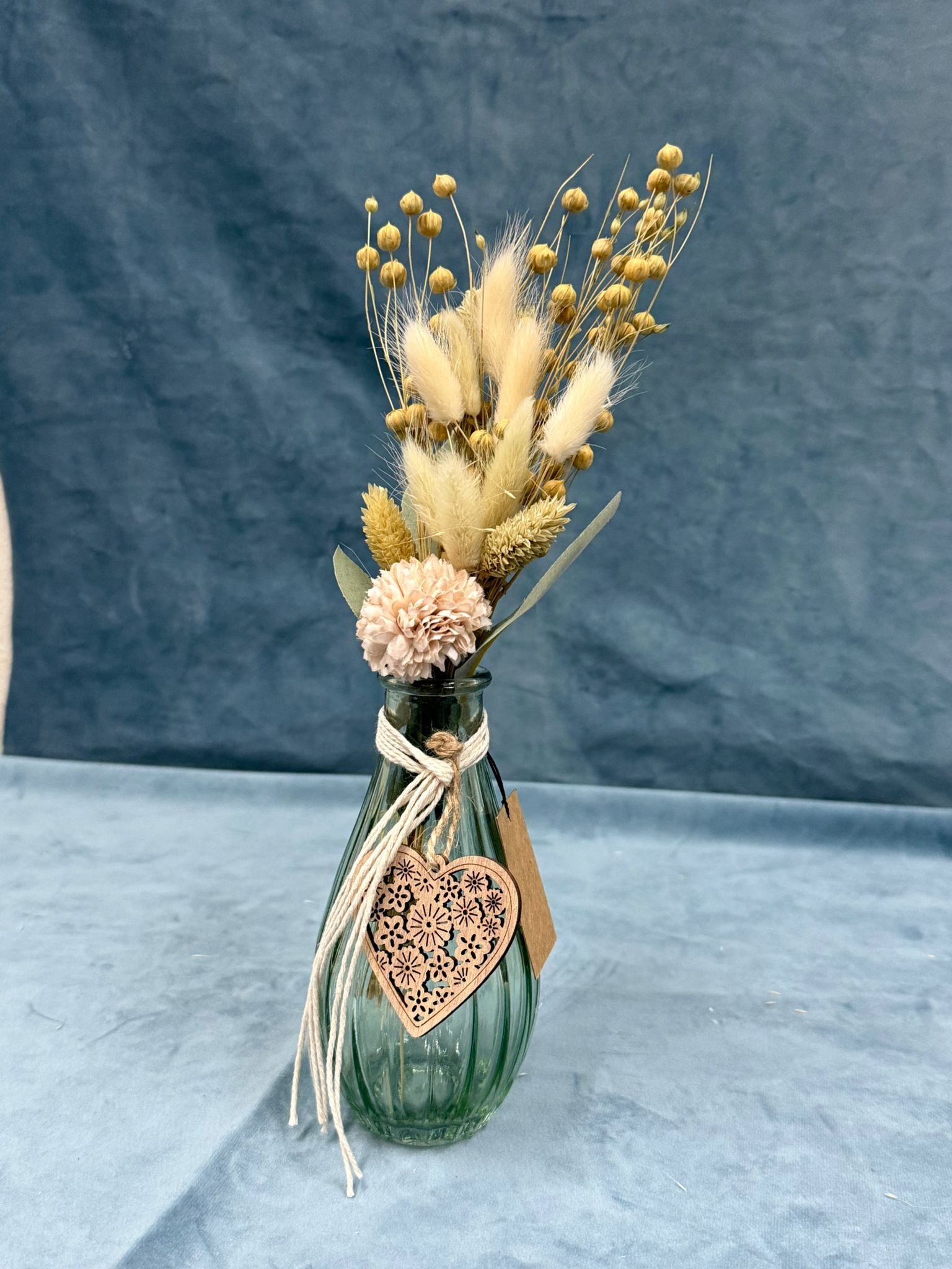 Vasetto lungo verde Con Cuore In Legno