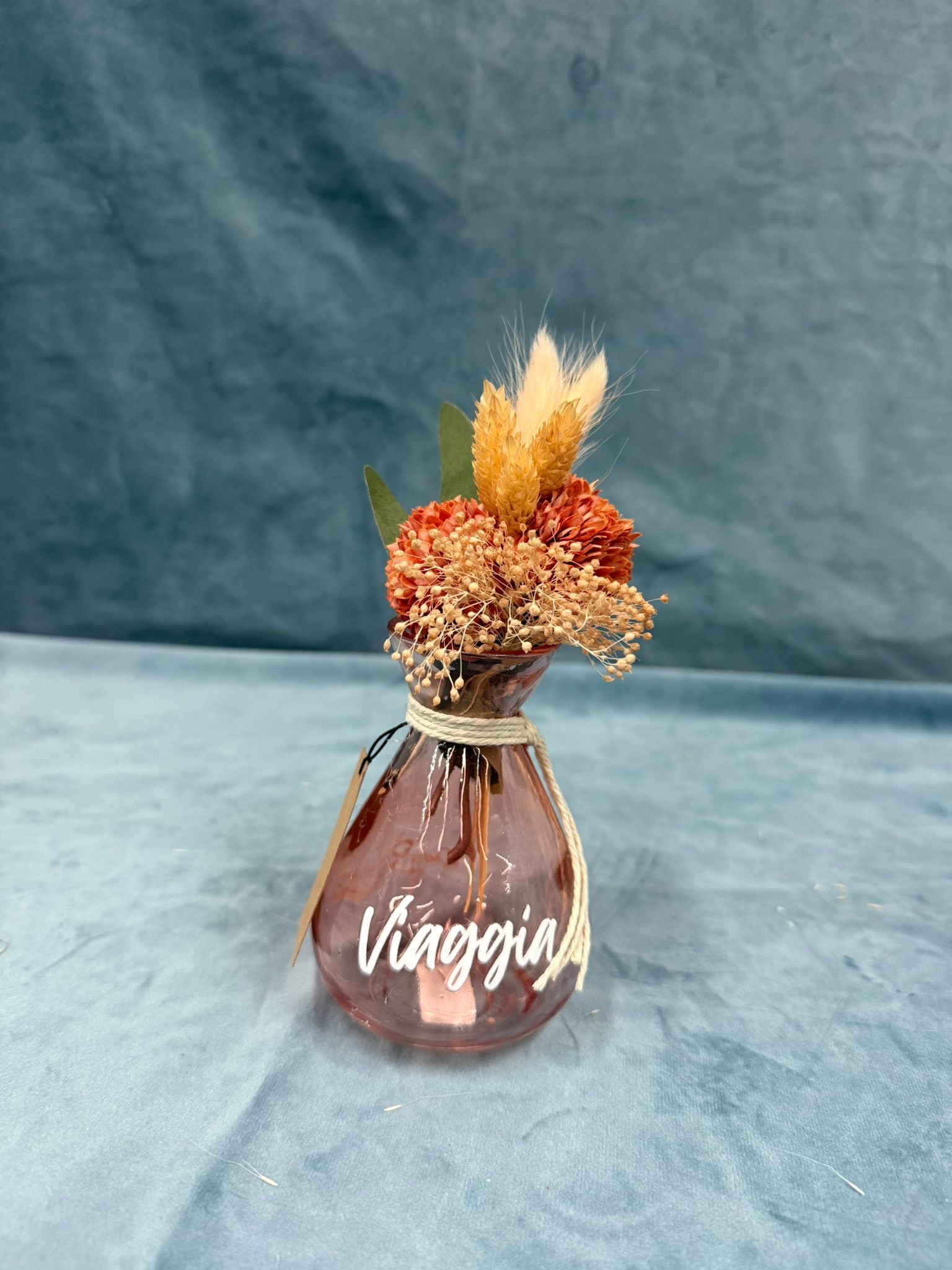 Vasetto Basso Arancione Con Scritta "Viaggia"