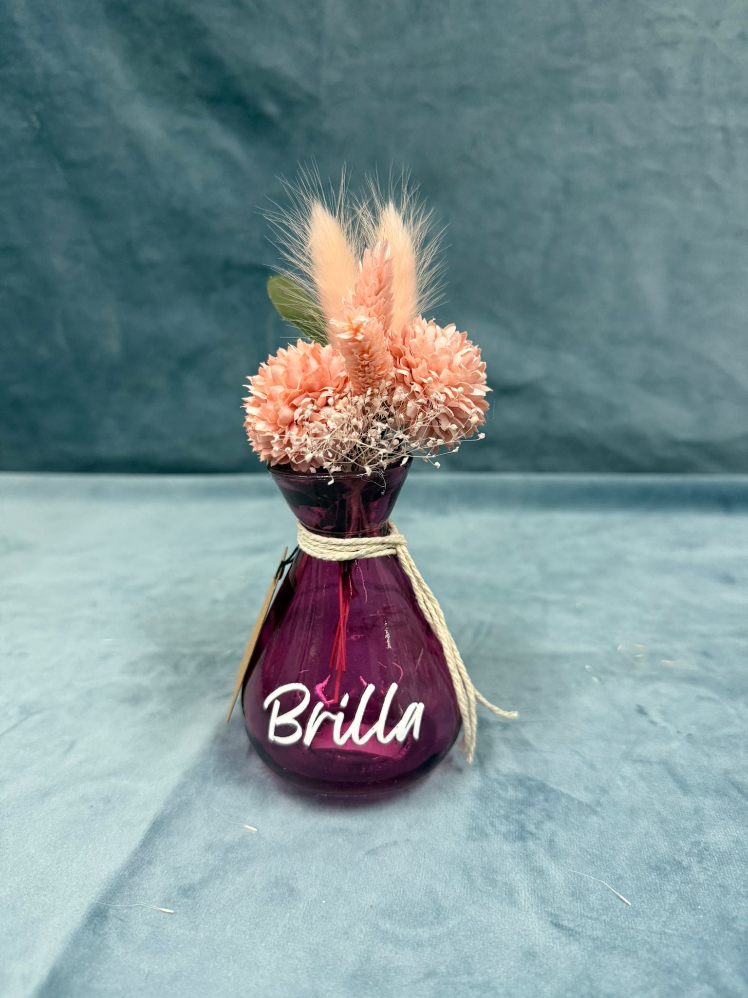 Vasetto Basso Fucsia Con Scritta "Brilla"