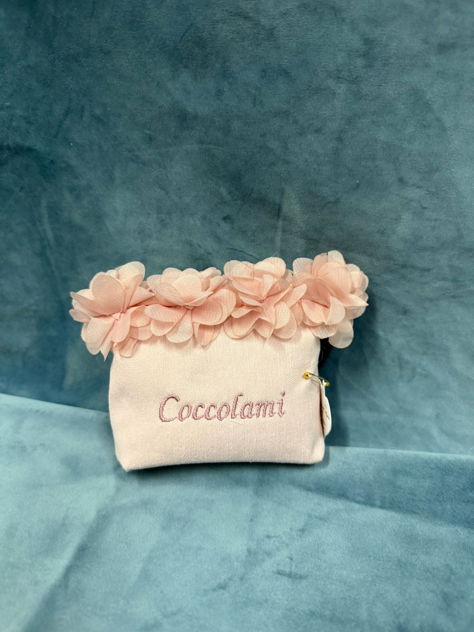 Pochette Cotone Rosa Con Ricamo "Coccolami"