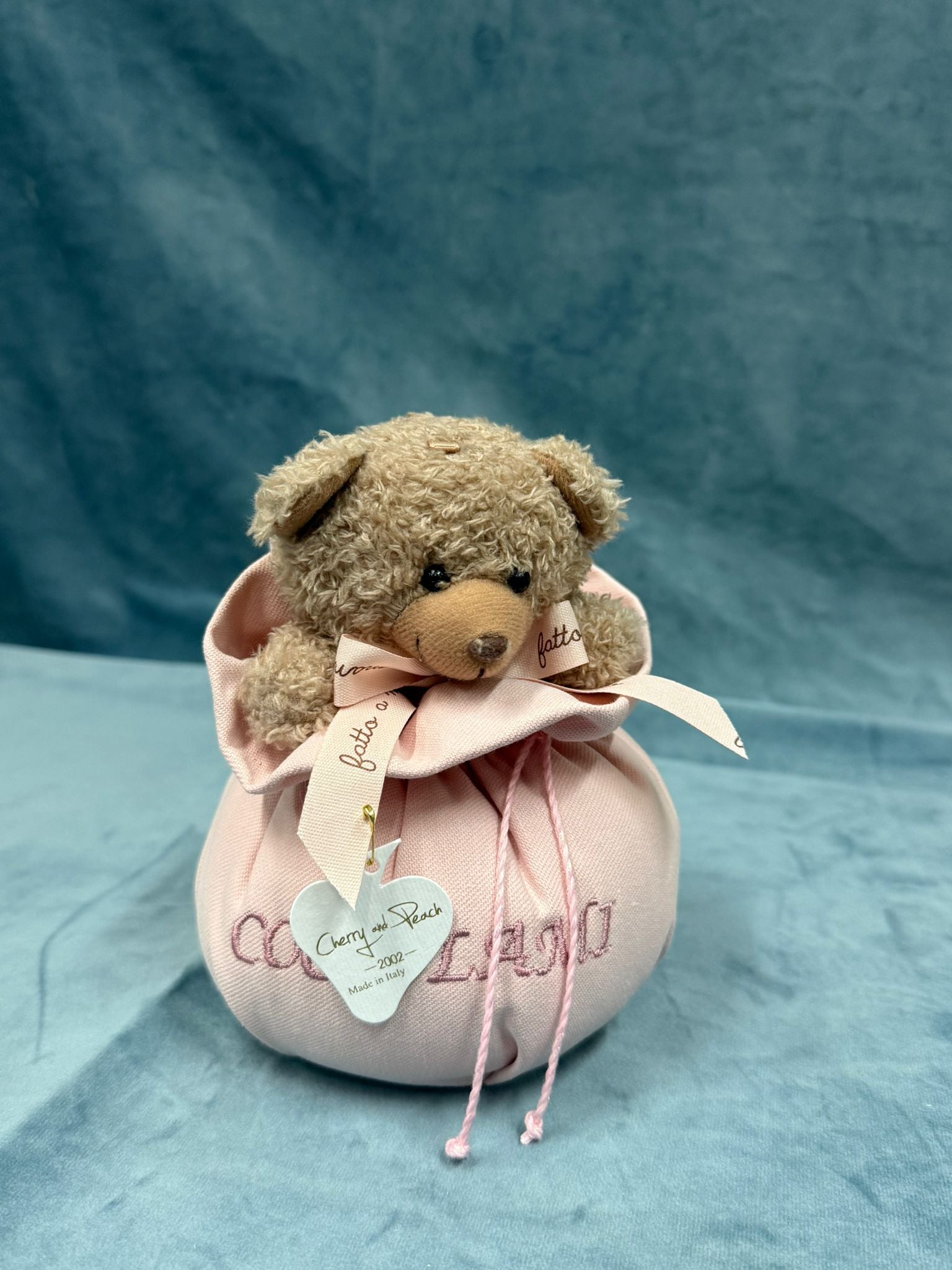 Puffo Cotone Con Ricamo Rosa "Coccolami" Piccolo