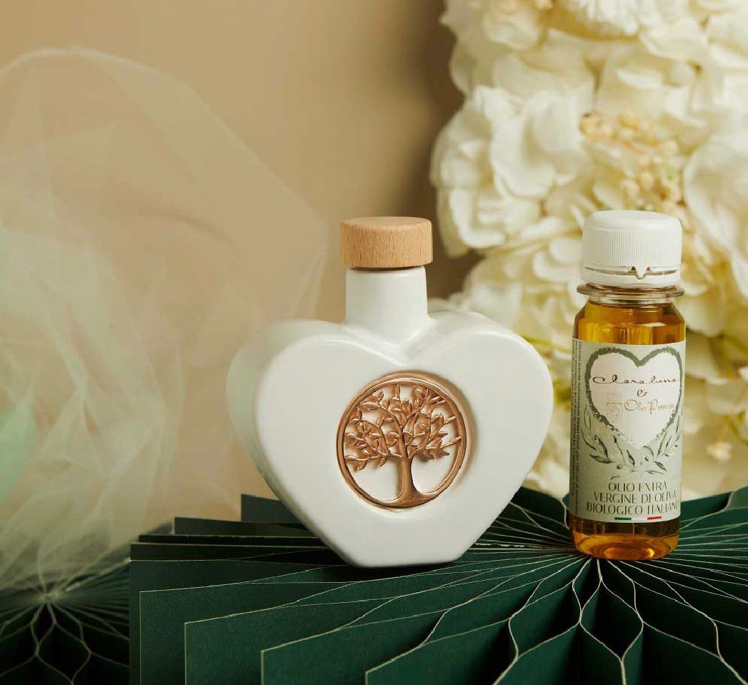 Oliera Cuore Con Olio Albero Della Vita Oro Rosa