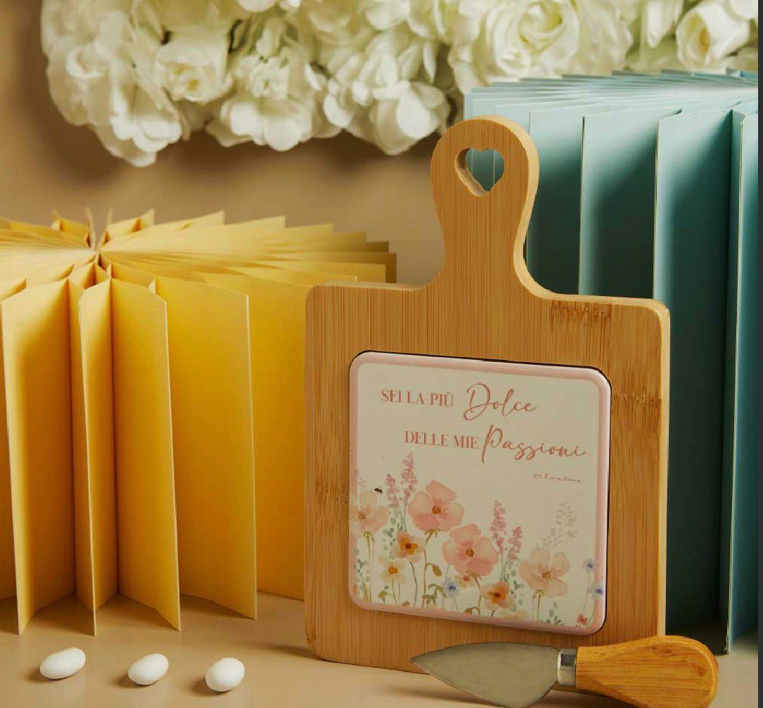 Tagliere Bambù Rosa Con Coltellino