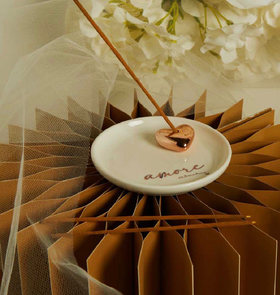 Piattino Porta Incenso Amore Con 3 Bastoncini Di Incenso