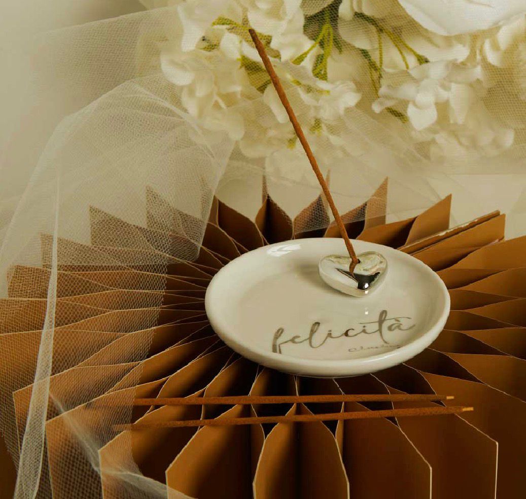 Piattino Porta Incenso Felicita Con 3 Bastoncini Di Incenso