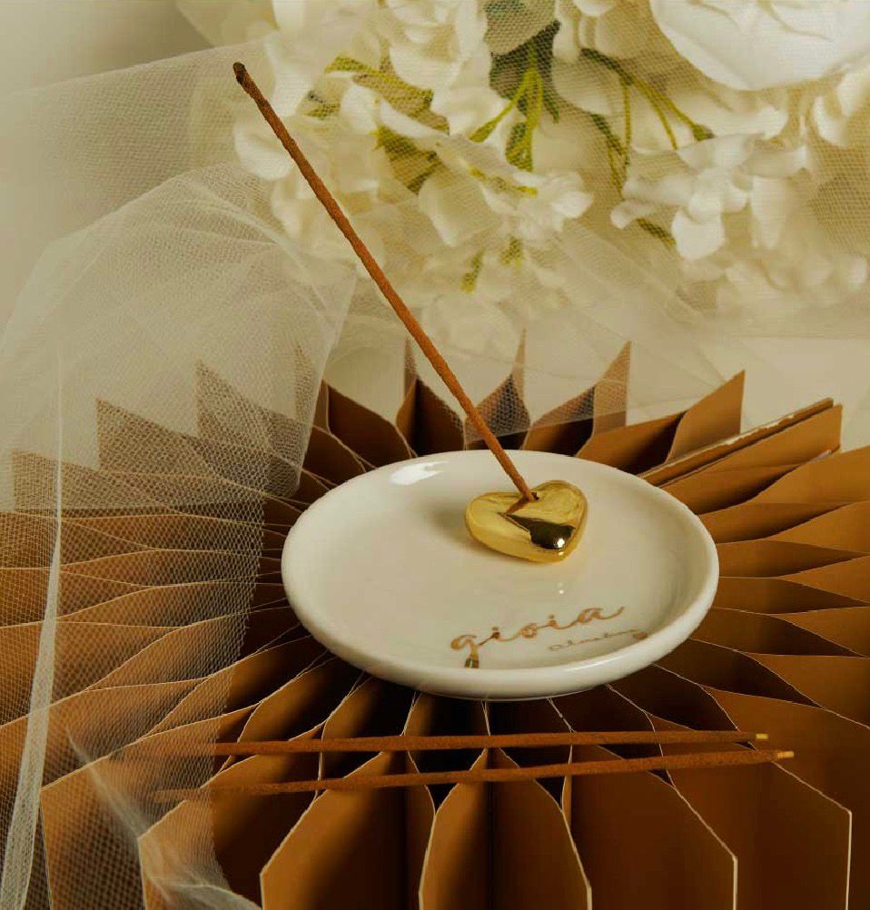 Piattino Porta Incenso Gioia Con 3 Bastoncini Di Incenso