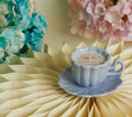 Candela In Tazza Con Piattino Azzurro