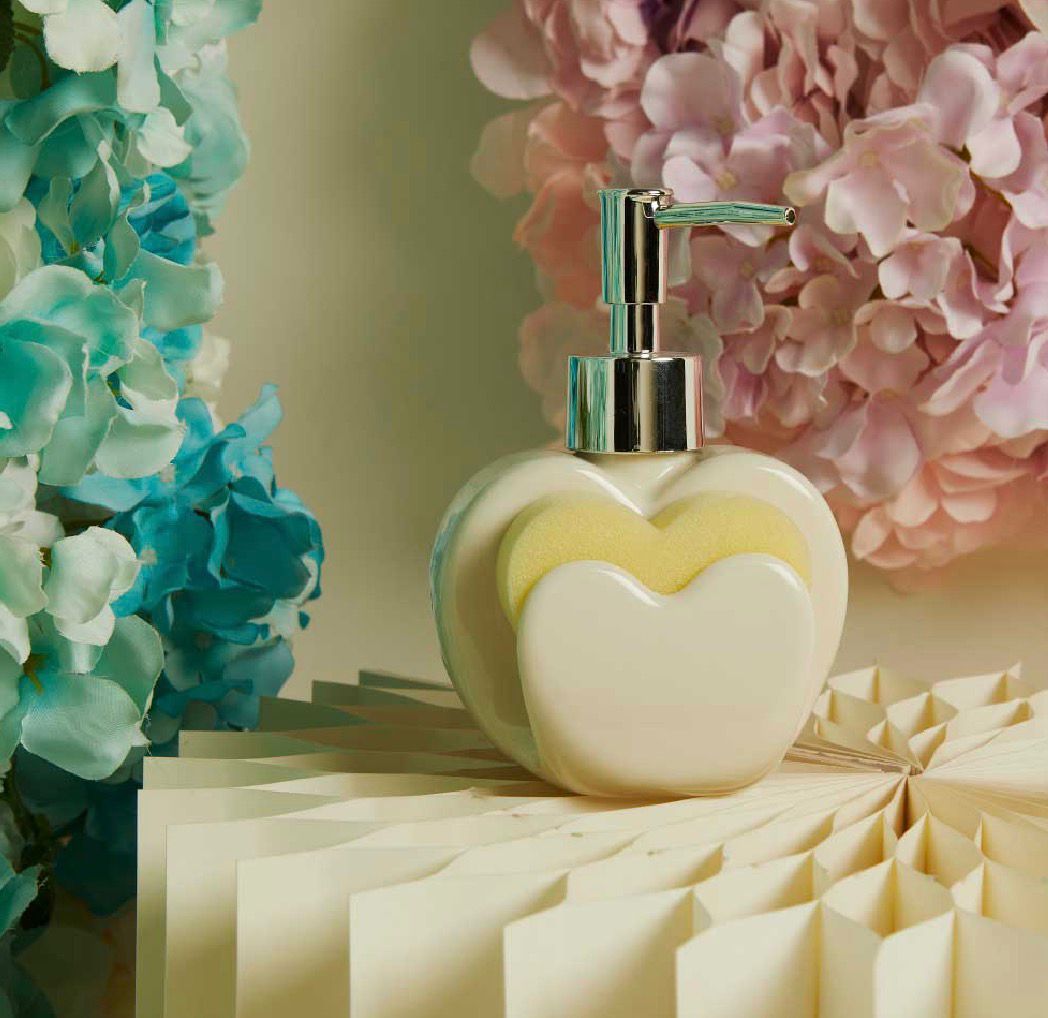 Dispenser Sapone Bianco Con Spugna