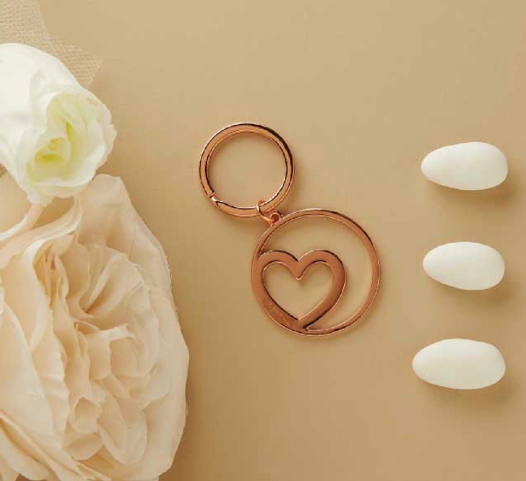 Portachiavi Grande Cuore Oro Rosa