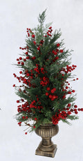 Albero Con Bacche Rosse E Vaso Oro