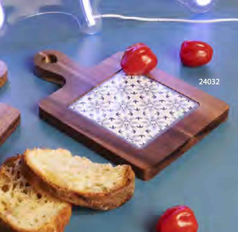 Tagliere acacia fiori blu