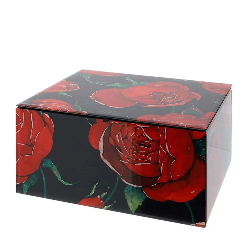 Cofanetto in legno e vetro rose Baccart nero