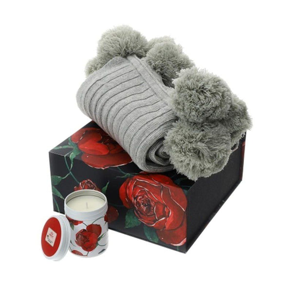 set candela 200g plaid pom pom rosse baccart nero