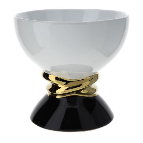 Ciotola Weaving in porcellana bianco/nero