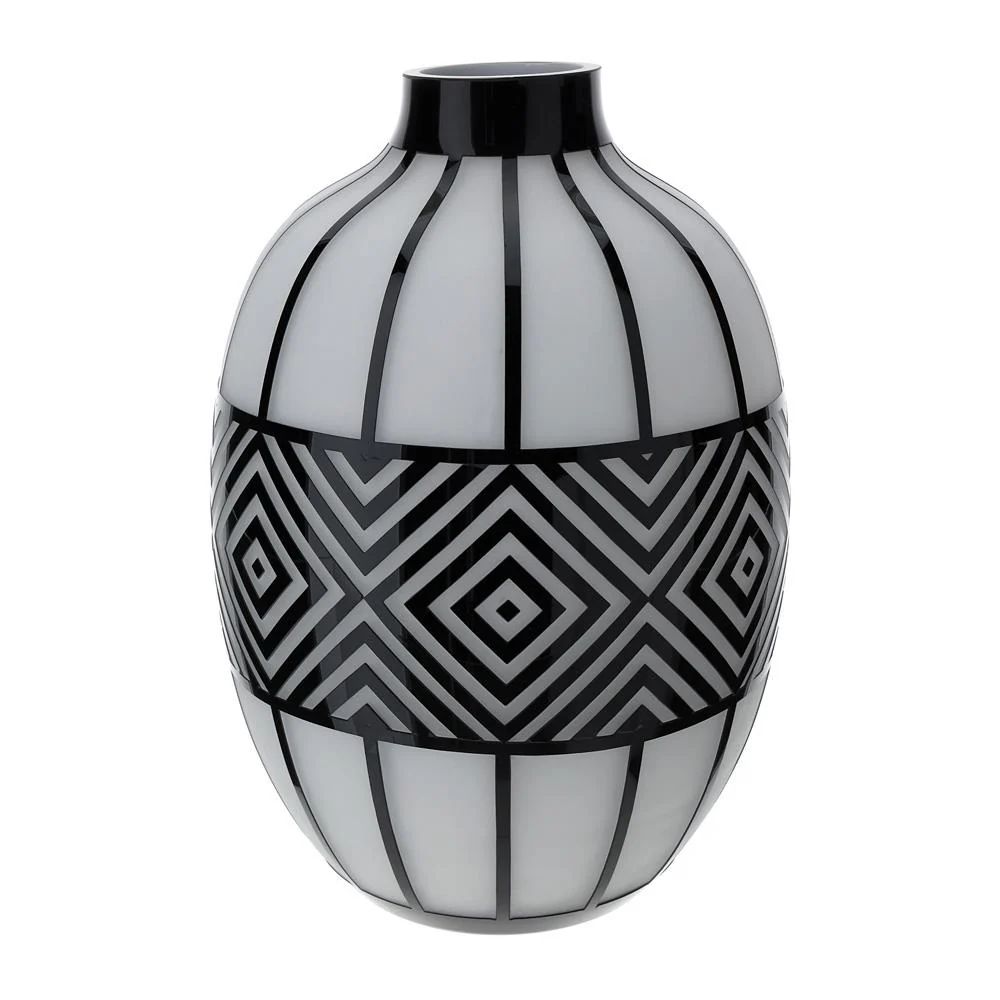 Vaso vetro "Cage" satinato bianco