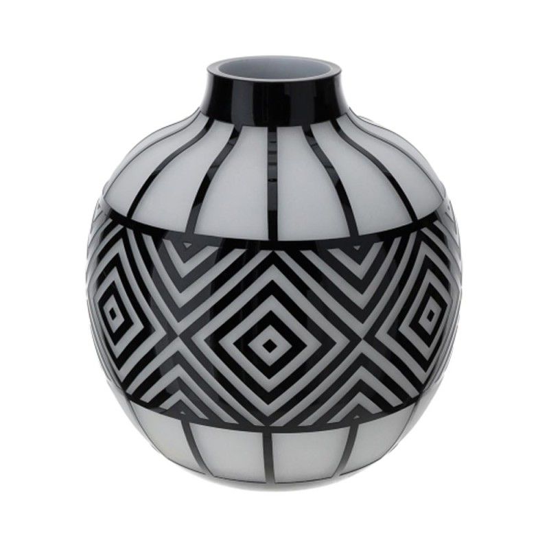 Vaso vetro "Cage" satinato bianco