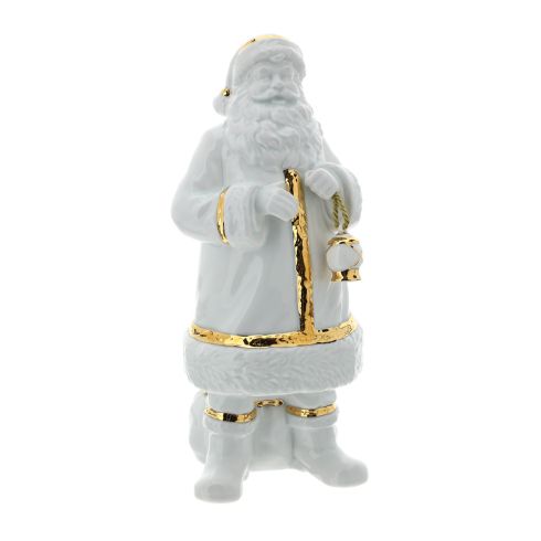 babbo natale porcellana bianco/oro 26cm