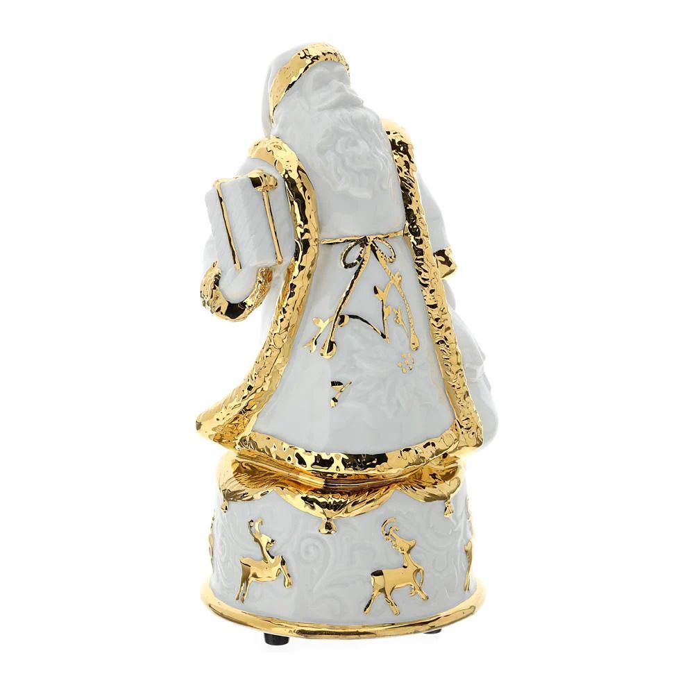 Carillon babbo natale in porcellana bianco/oro