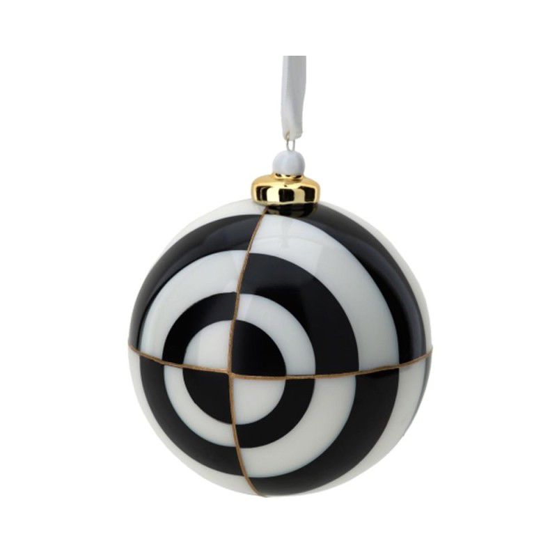 Sfera vetro boreale quarters bianco/nero/oro