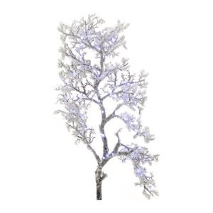 Ramo bianco nevicato c/led H120cm