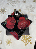 Piattino in vetro rose baccarat nero