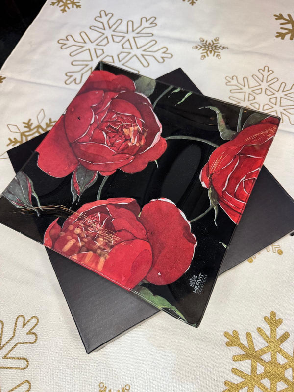 piatto vetro rose baccarat 20x2