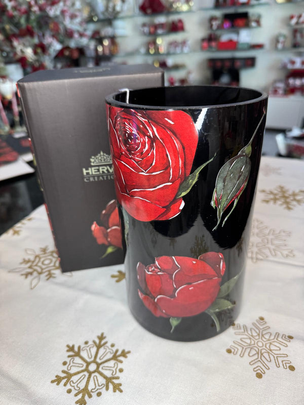 vaso vetro rose baccarat dia. 12x30cm nero