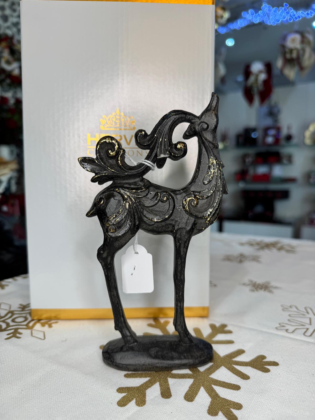 Cervo in resina nero/oro