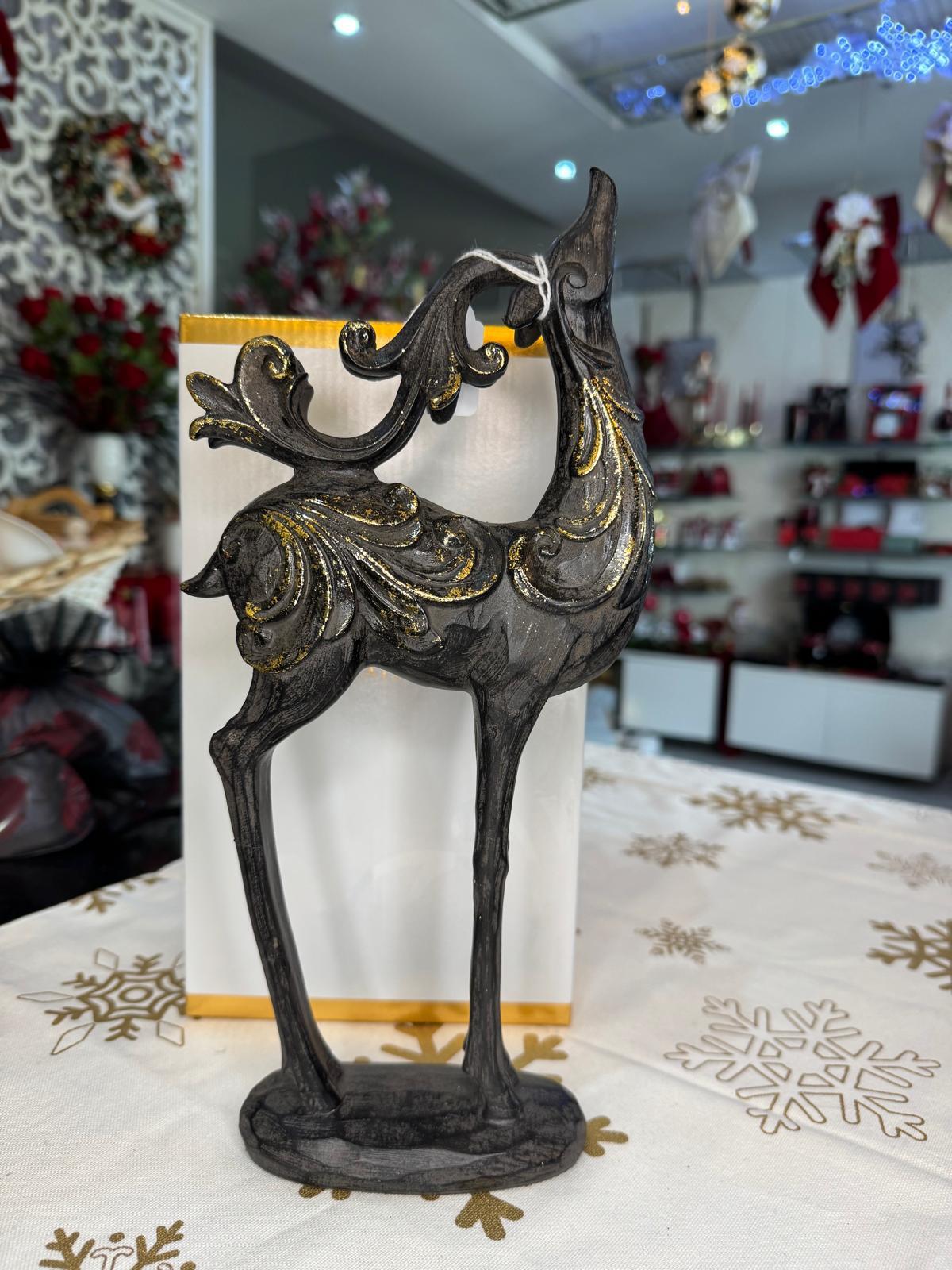 Cervo in resina nero/oro