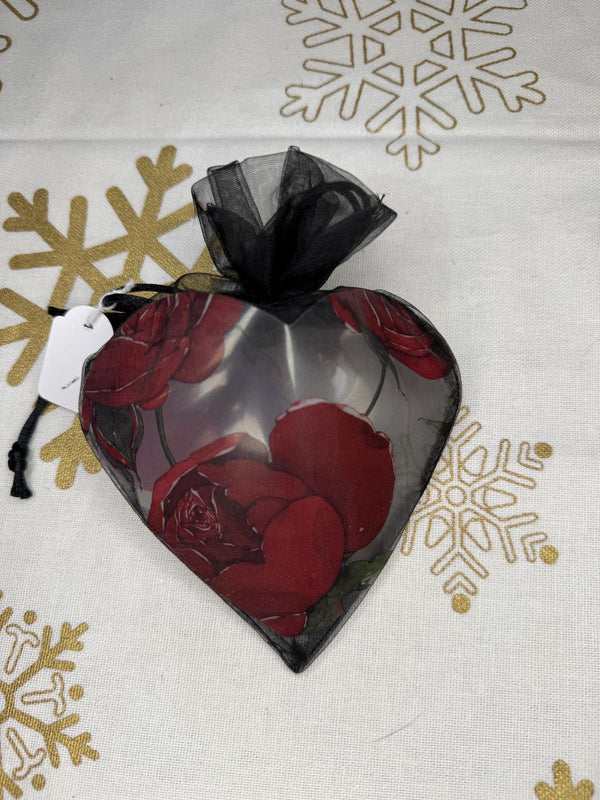 sacchetto cuore organza nero 12x17cm