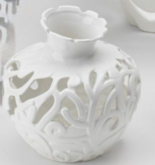 Vaso Porcellana Traforato Bianco