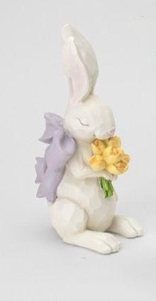 Coniglio Resina Bianco Tulipani