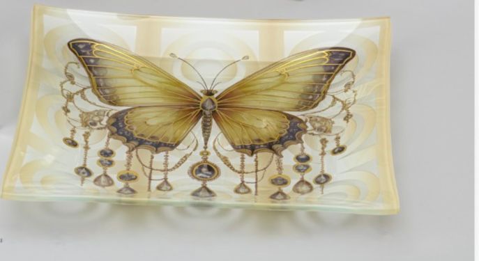 Piatto Vetro Farfalla