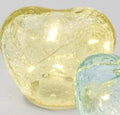 Cuore In Vetro Gialla Con Luce Led Effetto Crackle