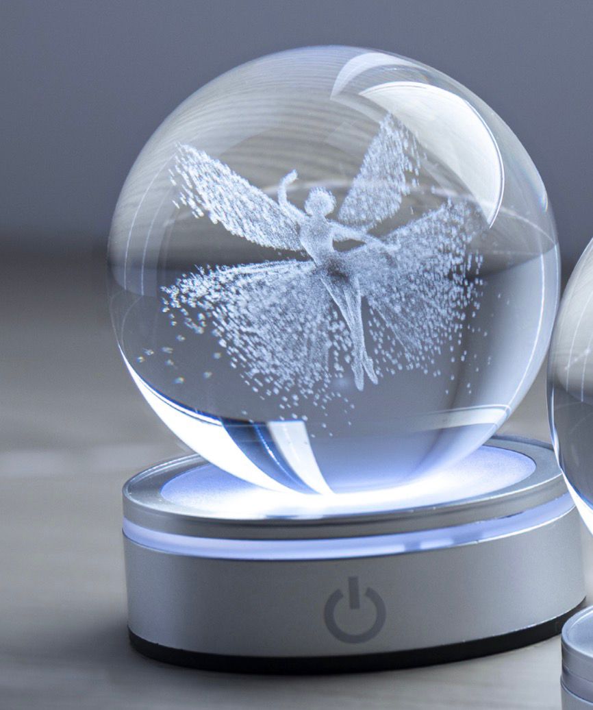 Sfera In Cristallo Ballerina Con Base Luminosa Led RGB