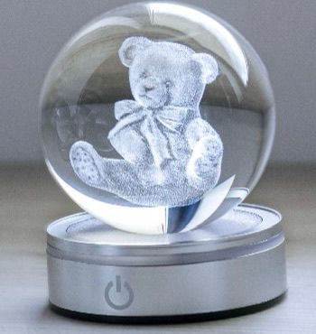 Orsetto Sfera Di Cristallo Con Base Luminosa Led RGB