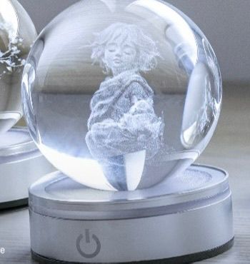 Sfera Di Cristallo Piccolo Principe Con Base Luminosa Led RGB