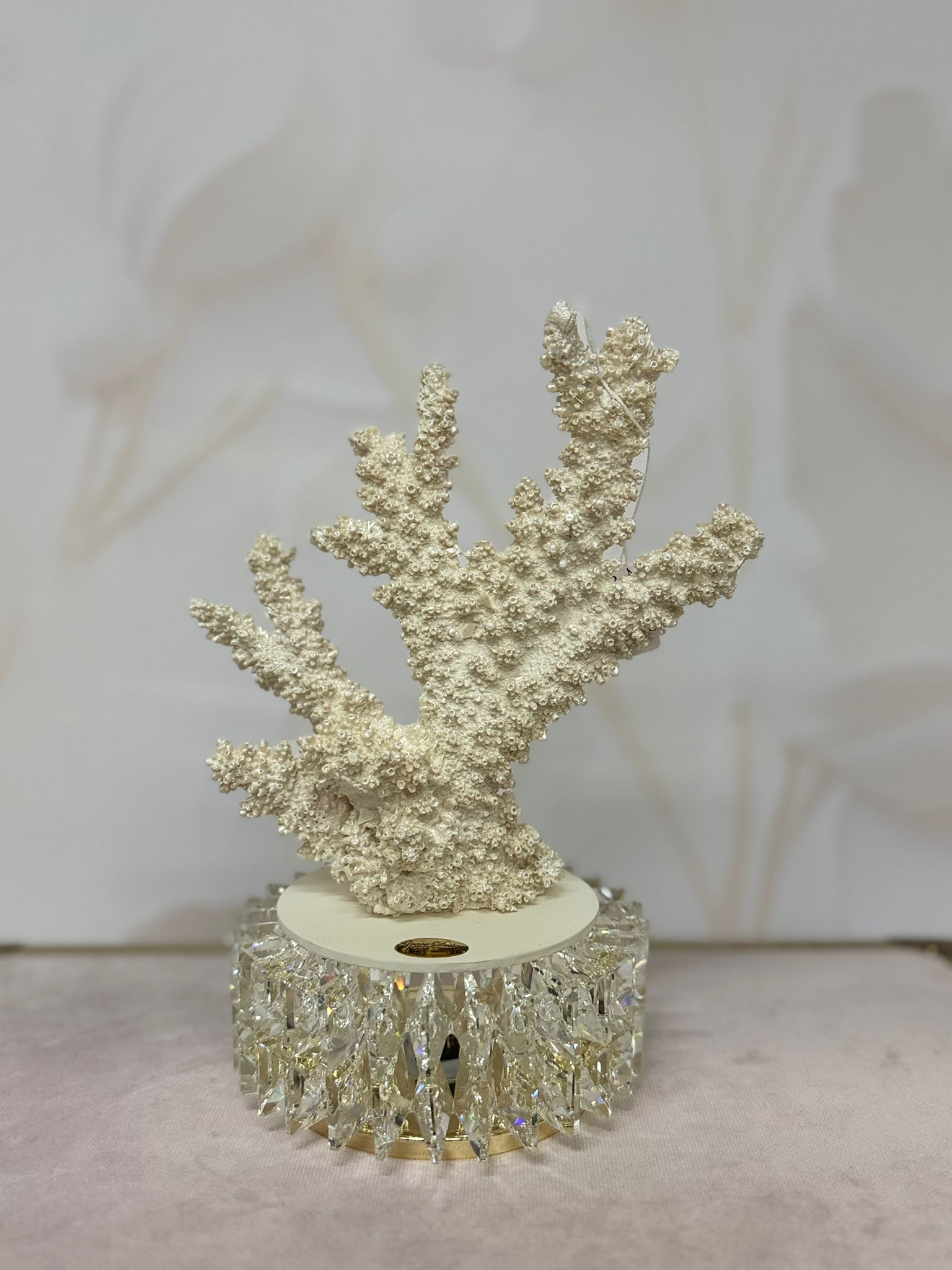 Lampada Anelli Cristallo Corallo Colore Bianco