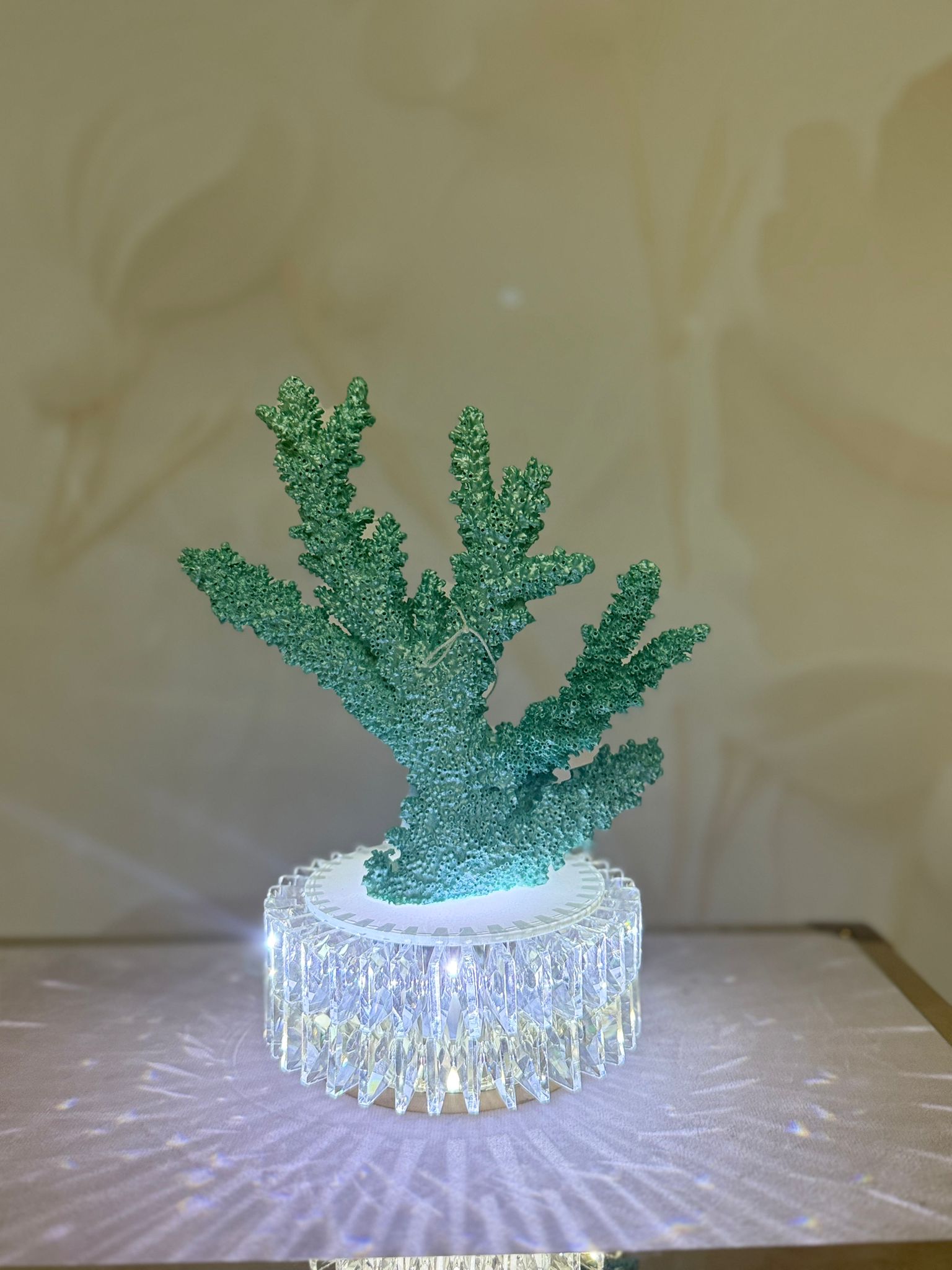 Lampada Anelli Cristallo Corallo Colore Verde